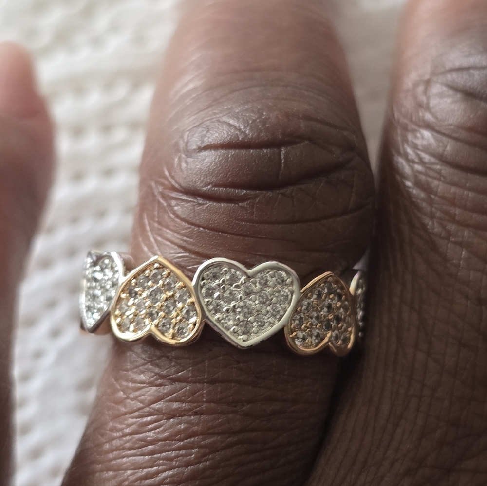 And Now This Women Heart-Shaped Gold Silver Ring Sz 8 18k Gold Over Brass New - Picture 2 of 8